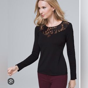 White House Black Market Lace Appliqué Pullover Sweater